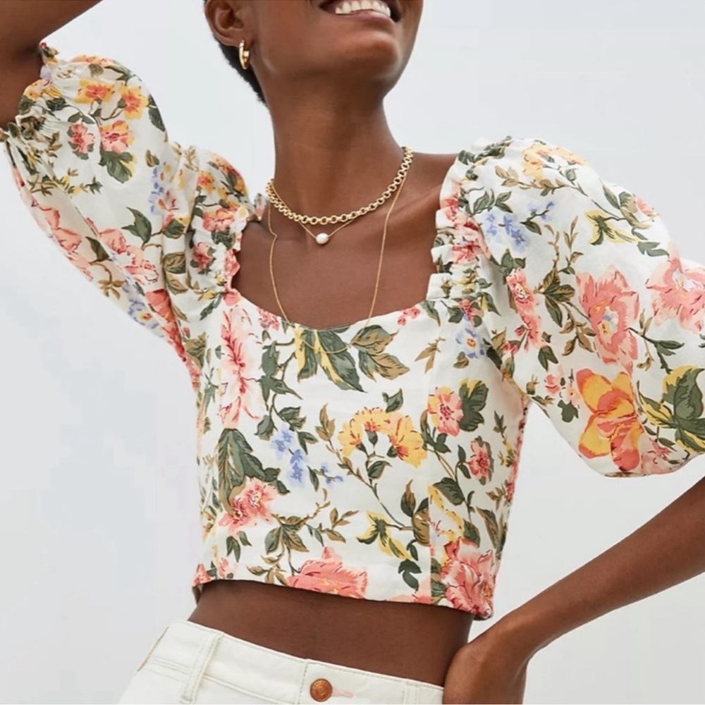 Faithfull the Brand floral linen top